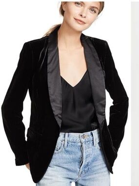 Joie Mehira Velvet Shawl Lapel Blazer